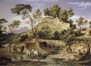 landscape with shepherds and cows Joseph Anton Koch